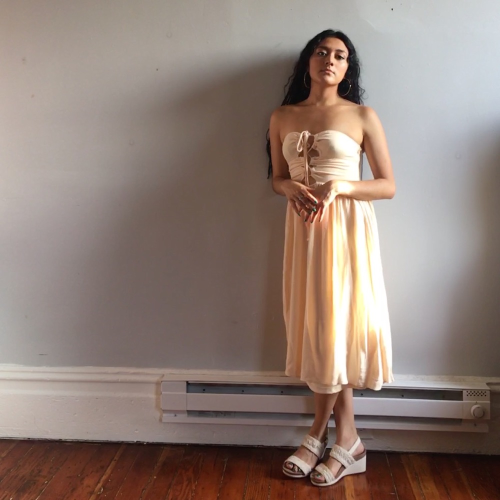 Beige summer dress midi